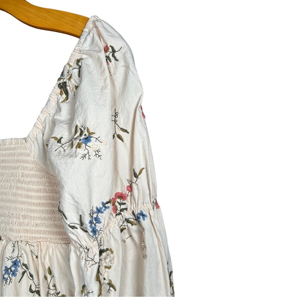 By Anthropologie Long Sleeve Embroidered Mini Fairy Floral Dress Cream Size XS - Picture 9 of 16